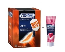 Презервативы Contex №18 Lights особо тонкие + гель Romantic 30 мл