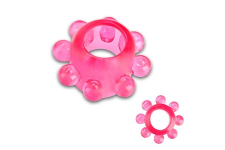 Розовое тянущееся кольцо с массажными шариками