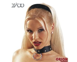 Ошейник кожаный с клепками и кольцом