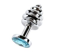 Анальная рельефная пробка Small Silver голубая
