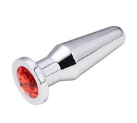 Конусная пробка с кристаллом Anal Plug Silver Ruby L