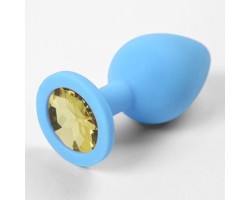 Голубая силиконовая пробка с желтым стразом