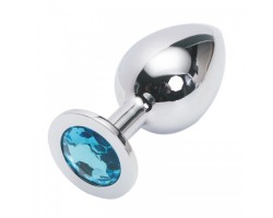 Большая анальная пробка Anal Jewelry Plug Silver Light Blue L