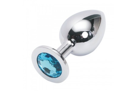 Большая анальная пробка Anal Jewelry Plug Silver Light Blue L