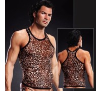 Леопардовая майка-борцовка в сетку S/M