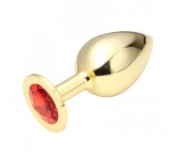 Стальная пробка Jewelry Plug Medium Gold рубиновая