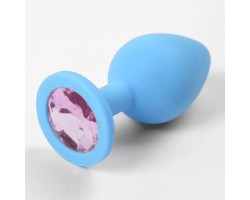 Голубая силиконовая пробка с нежно-фиолетовым стразом