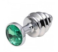 Анальная рельефная пробка Small Silver зелёная