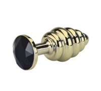 Анальная пробка Gold Small Plug рифленая черная