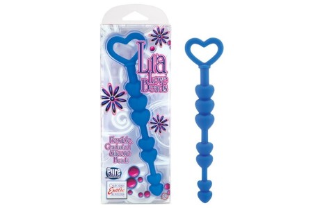Анальные бусы сердца голубые Lia Love Beads