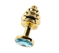 Анальная рельефная пробка Small Gold голубой