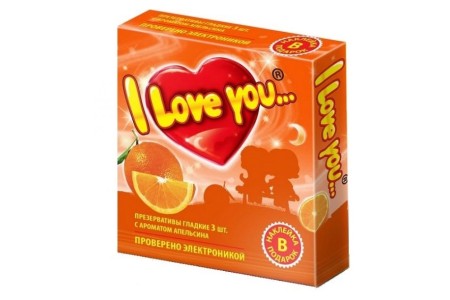 Презервативы с ароматом апельсина I Love You + наклейка