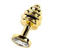 Анальная рельефная пробка Small Gold бриллиант