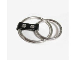 Стальное двойное эрекционное кольцо на пенис и мошонку