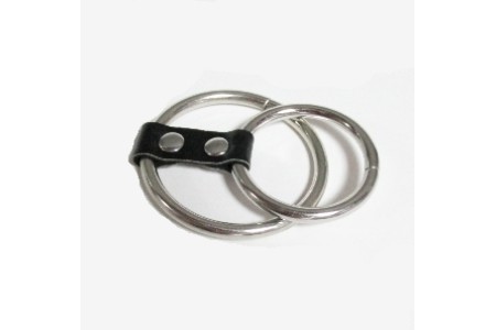 Стальное двойное эрекционное кольцо на пенис и мошонку
