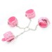 Бондажный набор наручники и поножи на цепях розовый - фото