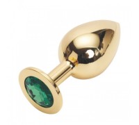 Большая золотистая пробка со стразом Gold Green L