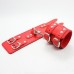 Широкие наручники с карабином - red - фото