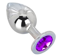 Большая анальная пробка из стали с кристаллом Violet Dream
