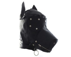 Кожаная маска-шлем собаки на шнуровке