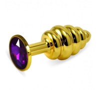 Анальная пробка Gold Small Plug рифленая фиолетовая