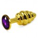 Анальная пробка Gold Small Plug рифленая фиолетовая - фото