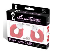Красные меховые наручники Lux Fetish