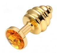 Анальная рельефная пробка Small Gold оранжевый