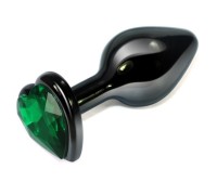 Втулка из стали с зеленым кристаллом в виде сердца Dark Green
