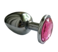 Анальная пробка из алюминия с кристаллом Silver Pink L