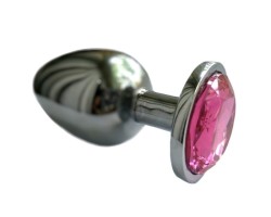 Анальная пробка из алюминия с кристаллом Silver Pink M