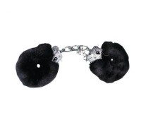 Черные наручники с мехом Lux Fetish