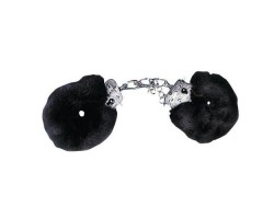 Черные наручники с мехом Lux Fetish