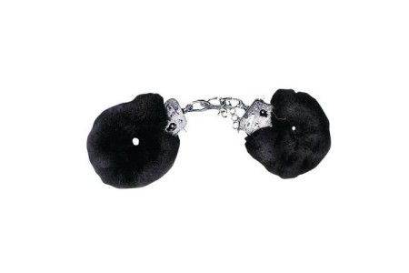 Черные наручники с мехом Lux Fetish