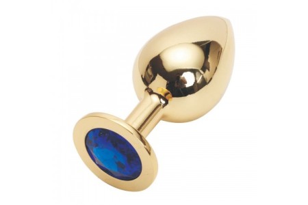 Стальная пробка Jewelry Plug Medium Gold синяя