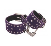 Бархатистые фиолетовые наручники со стразами