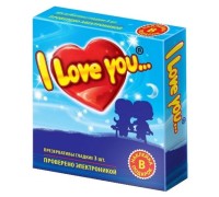 Презервативы гладкие I Love You с наклейкой