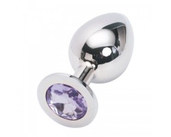 Большая анальная пробка Anal Jewelry Plug Silver Purple L