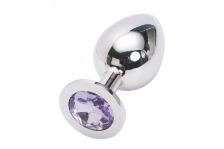Большая анальная пробка Anal Jewelry Plug Silver Purple L