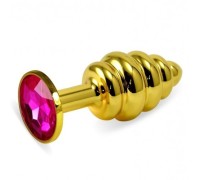 Анальная пробка Gold Small Plug рифленая темно-розовый