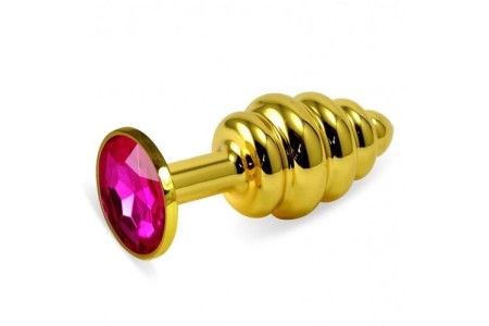Анальная пробка Gold Small Plug рифленая темно-розовый