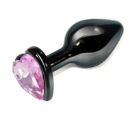 Втулка из стали с розовым кристаллом в виде сердца Dark Pink