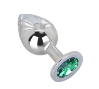 Большой плаг из стали с кристаллом Green Lime