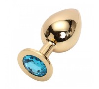 Стальная пробка Jewelry Plug Medium Gold голубая