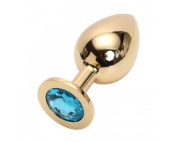 Стальная пробка Jewelry Plug Medium Gold голубая