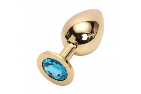 Стальная пробка Jewelry Plug Medium Gold голубая