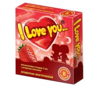 Презервативы с ароматом клубники I Love You + наклейка