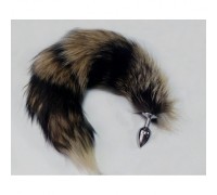 Пушистая анальная пробка металлическая с лисьим хвостом