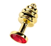 Анальная рельефная пробка Small Gold красный