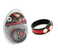 Кольцо на пенис с красной отделкой из кожи змеи